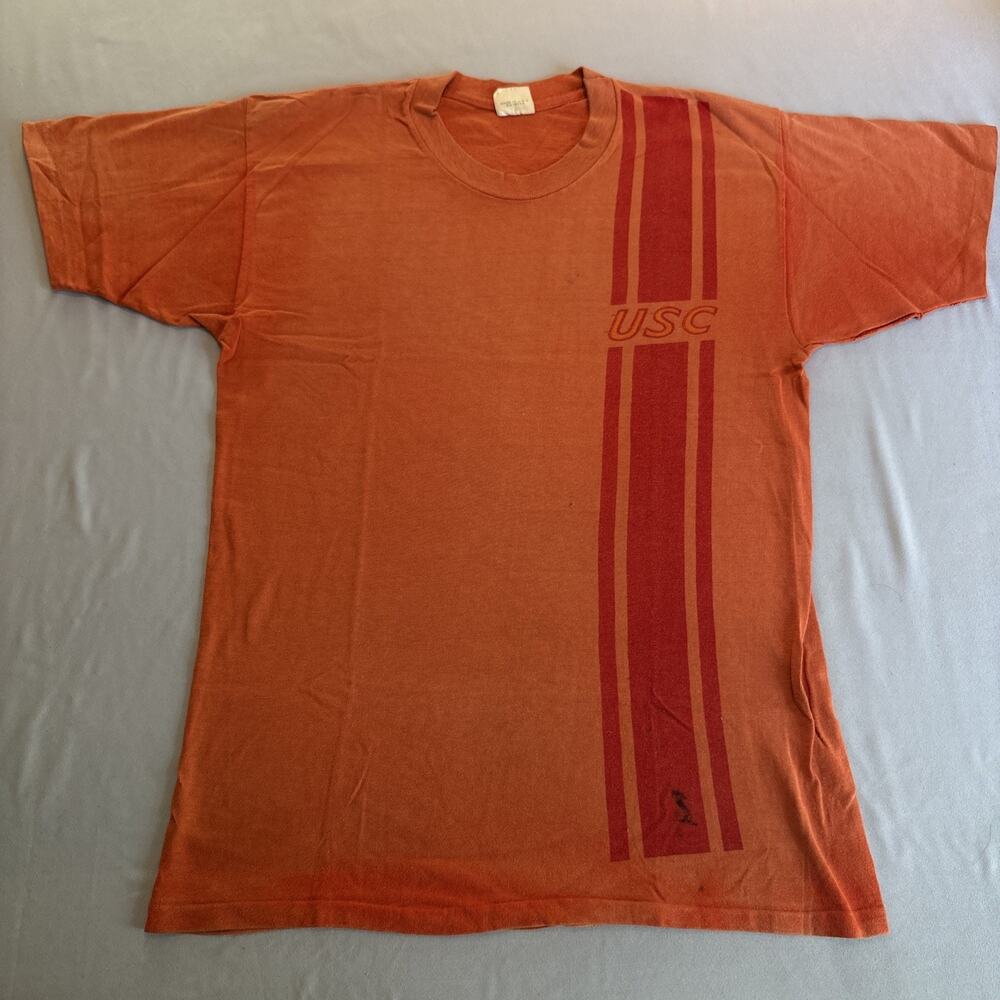 Vtg 60s USC Trojans Side Stripe T Shirt M Collegiate Pacific Single Stitch Rare